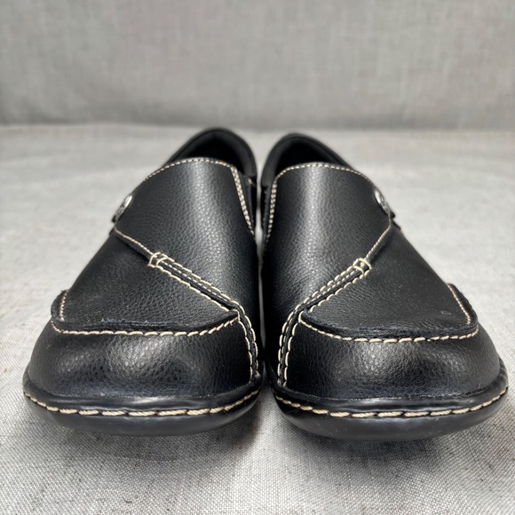 Clarks Collection‎ Ashland Black Leather Slip On Loafer Shoes Womens 8 Wide - Picture 4 of 11